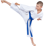 Boy karate kicking