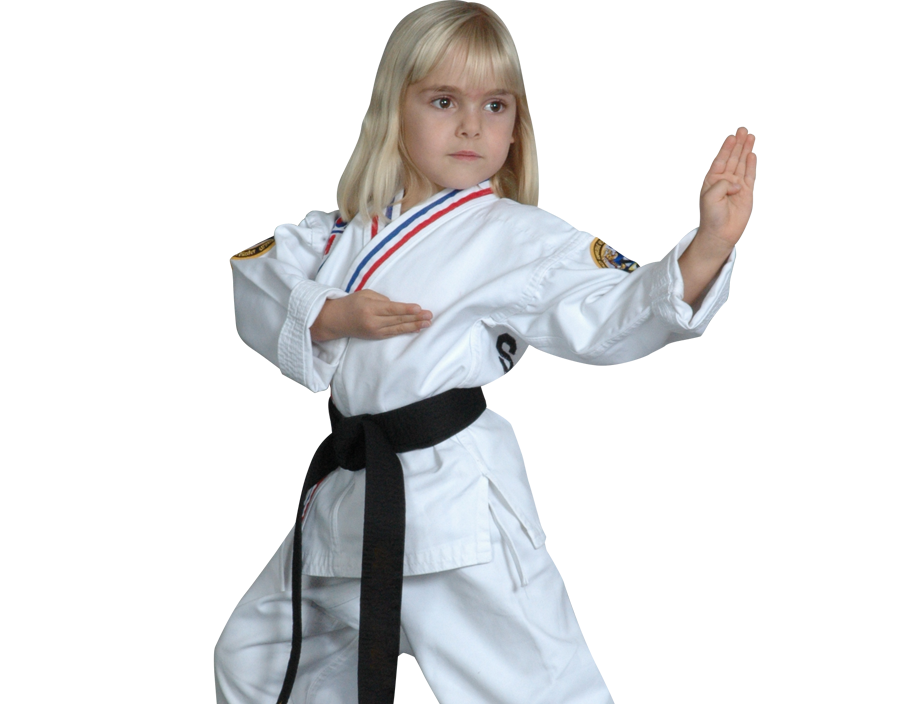 young girl in karate stance